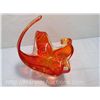Image 2 : Hand Blown Signed Chalet Canadian Orange Art Glass Bowl (12" at highest part)