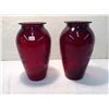 Image 1 : Pair of Vintage Ruby Glass Vases (9" high)