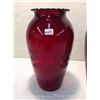 Image 2 : Pair of Vintage Ruby Glass Vases (9" high)