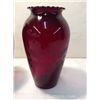 Image 3 : Pair of Vintage Ruby Glass Vases (9" high)