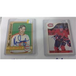 Ken Dryden and Bob Gainey Hand Signed Hockey Cards