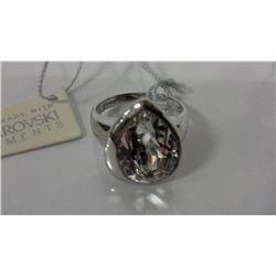 Sterling Silver Ring With Swarovski Crystal (size 7)
