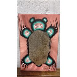 Chelsea Brooks Hand Signed Original Acrylic on Canvas With Real Rabbit Fur "Bear Spirit" from her wi