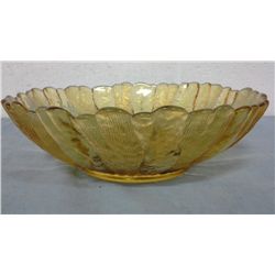 Vintage Amber Pressed Glass Bowl (3" high, 10.5" diameter)