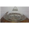 Image 1 : Large Vintage Clear Glass Covered Cheese Plate (12.5" diameter)