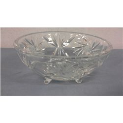 Pinwheel Crystal Triple Footed Bowl (3.5" high, 7" diameter)