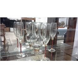 Italian Glass Pitcher With 3 Matching Glasses