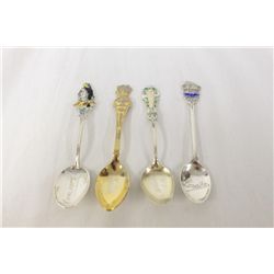 4 Vintage Sterling Silver Souvenir Spoons