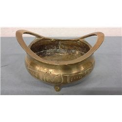 Heavy Solid Brass Asian Motif Bowl (2.5" high, 4" wide)