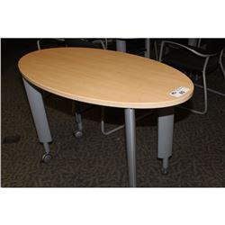 MAPLE AND GREY 42'' MOBILE OVAL TABLE