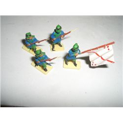 VINTAGE TOY SOLDIERS 4 TOTAL AFRICAN SOLDIERS *HAND PAINTED & PLASTIC* SOME ARE GLUED TO CARD!!