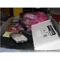 PLASTIC BIN: BOARDS, CHIPS, ELECTRONICS