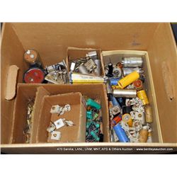 BOX: ASSORTED CAPACITATORS & RESISTORS