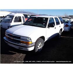1999 CHEVROLET BLAZER, 4WD ~ 137,468 MILES VIN: 1GNDT13WXXK194640, SUV, 4WD, V6, 4.3L    8 KEYS TITL