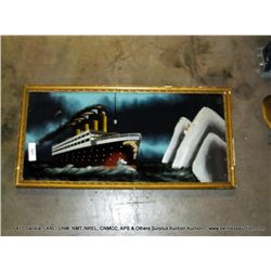 FRAMED REVERSE PAINTED GLASS PICTURE OF TITANIC