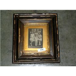 WOODEN FRAMED PORTRAIT OF 4 GIRLS