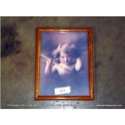 SMALL FRAMED PORTRAIT OF CHILD / CHERUB