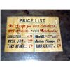 Image 1 : PRICE LIST METAL SIGN