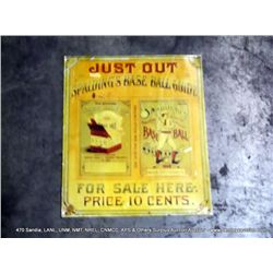SPALDINGS BASE BALL GUIDE METAL SIGN