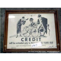 FRAMED "CREDIT WILL BE EXTENDED" PICTURE