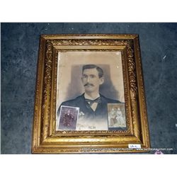 FRAMED PORTRAIT: MUSTACHE MAN W/ PHOTOS