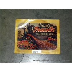 "DEAN'S PEACOCKS" METAL SIGN