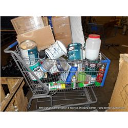 SHOPPING CART: ASSORTED PAINT & CLEANING CHEMICALS