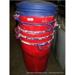 RED & BLUE 40-GALLON TRASHCAN W/ 4 LIDS 5X MONEY