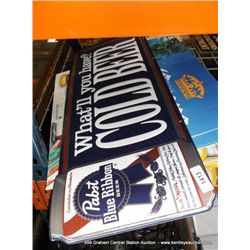 Adverting Sign with Pabst Blue Ribbon, Corona (6x The Money)