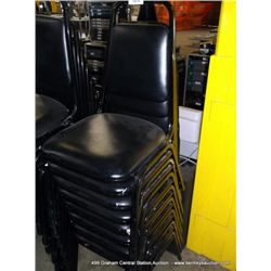 STACK: BLACK VINYL STACKING CHAIRS 8X MONEY
