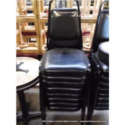 STACK: BLACK VINYL STACKING CHAIRS 8X MONEY