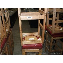 US WOOD RED TOPPED CUSHION BAR STOOL 29" 2X MONEY