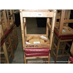 US WOOD RED TOPPED CUSHION BAR STOOL 29" 2X MONEY