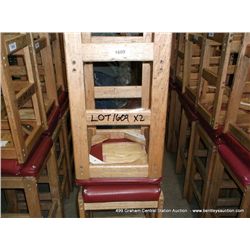 US WOOD RED TOPPED CUSHION BAR STOOL 29" 2X MONEY