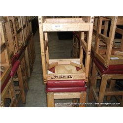 US WOOD RED TOPPED CUSHION BAR STOOL 29" 2X MONEY