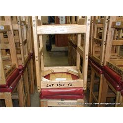 US WOOD RED TOPPED CUSHION BAR STOOL 29" 2X MONEY