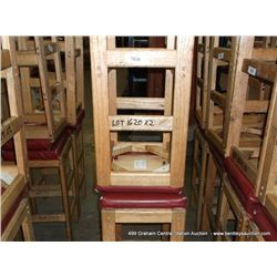 US WOOD RED TOPPED CUSHION BAR STOOL 29" 2X MONEY