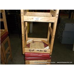 US WOOD RED TOPPED CUSHION BAR STOOL 29" 2X MONEY