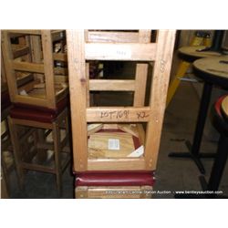 US WOOD RED TOPPED CUSHION BAR STOOL 29" 2X MONEY