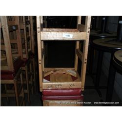 US WOOD RED TOPPED CUSHION BAR STOOL 29" 2X MONEY