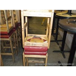 US WOOD RED TOPPED CUSHION BAR STOOL 29" 2X MONEY