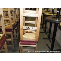 US WOOD RED TOPPED CUSHION BAR STOOL 29" 2X MONEY