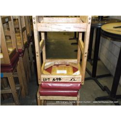 US WOOD RED TOPPED CUSHION BAR STOOL 29" 2X MONEY