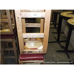 US WOOD RED TOPPED CUSHION BAR STOOL 29" 2X MONEY