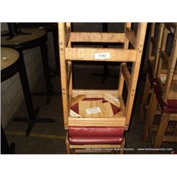 US WOOD RED TOPPED CUSHION BAR STOOL 29" 2X MONEY