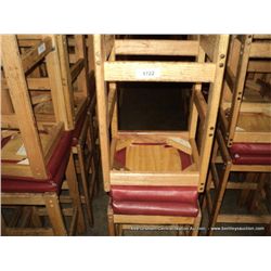 US WOOD RED TOPPED CUSHION BAR STOOL 29" 2X MONEY