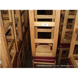 US WOOD RED TOPPED CUSHION BAR STOOL 29  2X MONEY