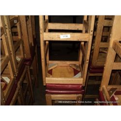 US WOOD RED TOPPED CUSHION BAR STOOL 29  2X MONEY