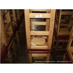 US WOOD RED TOPPED CUSHION BAR STOOL 29  2X MONEY