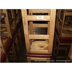 US WOOD RED TOPPED CUSHION BAR STOOL 29  2X MONEY